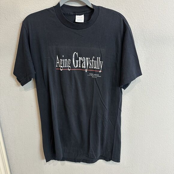 Vintage Other - Vtg 90s Aging Graysfully Old Person T Shirt Men’s L Single Stitch Sleeve